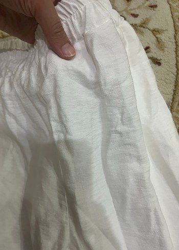 10 Yaş Beden KIZ ÇOCUK Beyaz Bağcıklı Pamuklu Rahat Pantolon VE ÇANTA