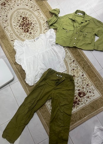 12-13 Yaş Beden KIZ ÇOCUK Keten Rahat Kesim Pantolon BLUZ VE CEKET MONT HIRKA