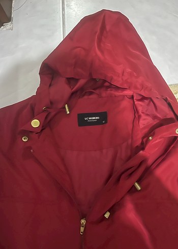 Bordo bayan Kapüşonlu Yağmurluk - Görsel 2