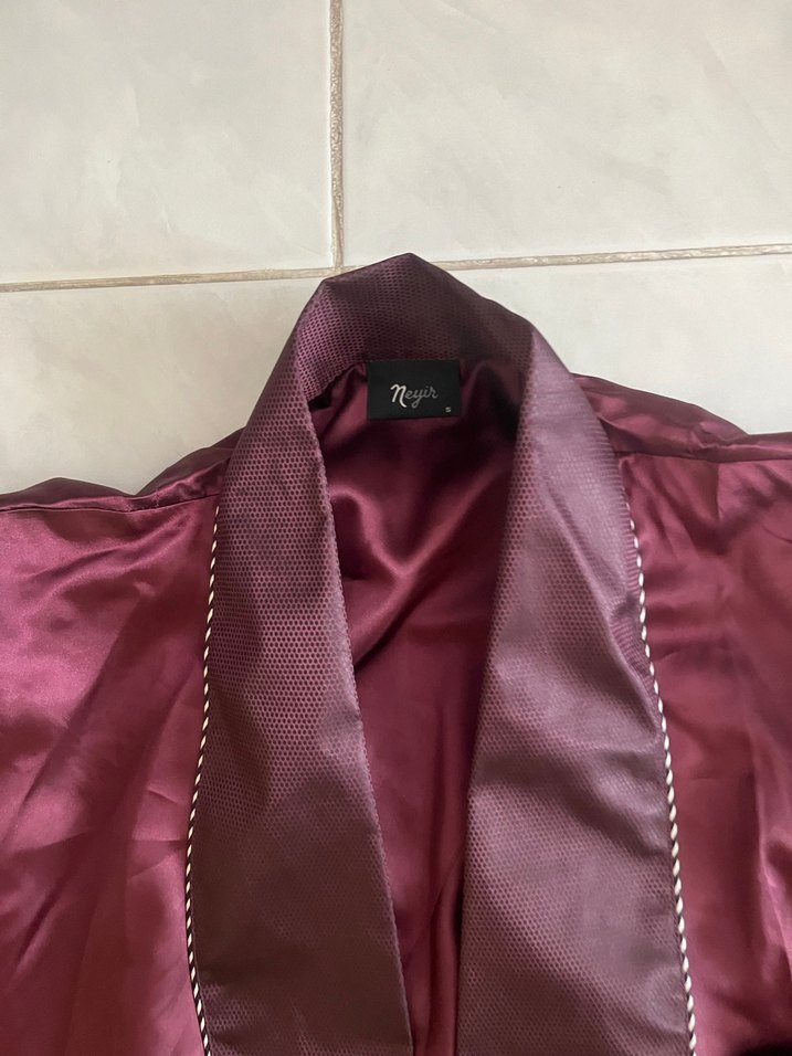 Bordo Kadın Uzun Kollu Erkek sabahlık pijama sıfır ürün - Görsel 3