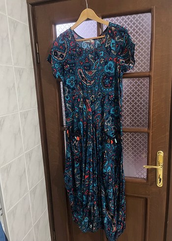 Bohem Çok Renkli Desenli Uzun Hamile veya normal bayan Elbisesi - Görsel 3