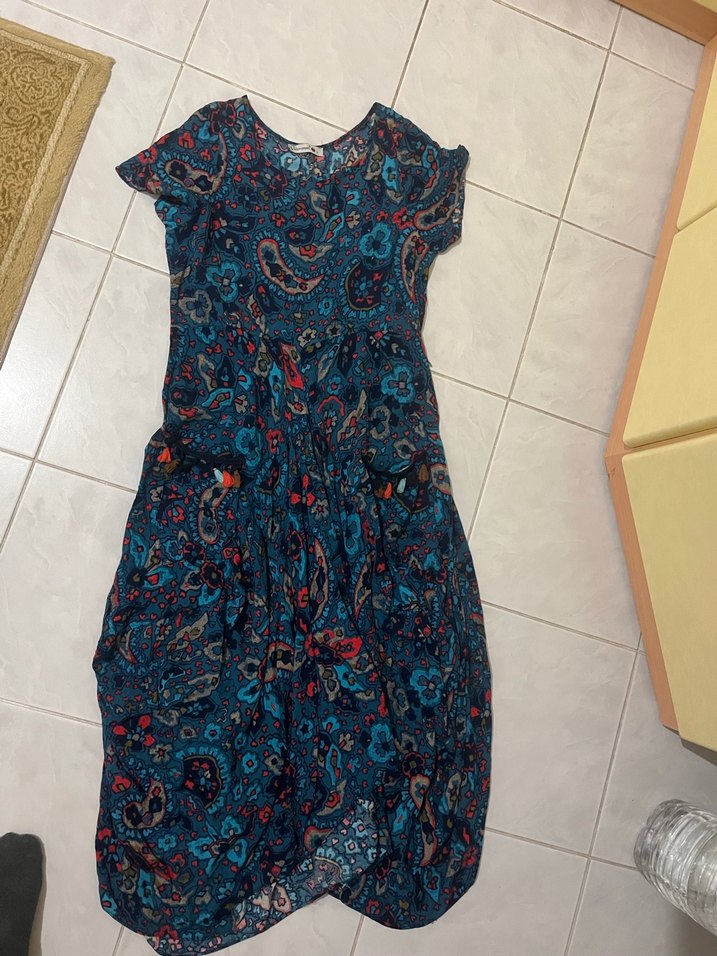 Bohem Çok Renkli Desenli Uzun Hamile veya normal bayan Elbisesi - Görsel 2