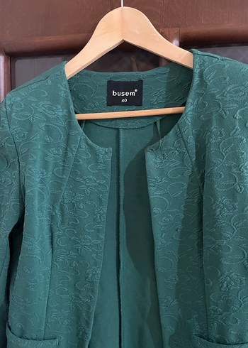 BUSEM CANLI Yeşil Kadın Midi Blazer Ceket - Görsel 2