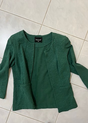BUSEM CANLI Yeşil Kadın Midi Blazer Ceket - Görsel 4