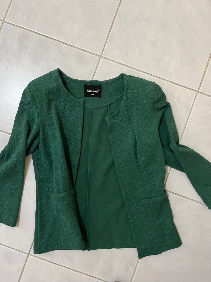 BUSEM CANLI  Yeşil Kadın Midi Blazer Ceket - Görsel 4