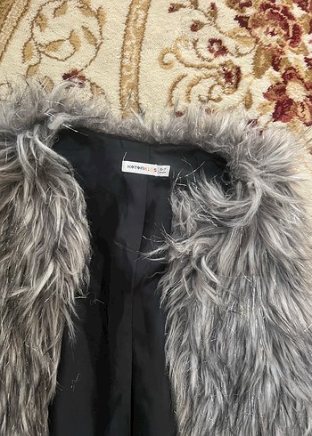 Koton Gri Leopar Desenli KIZ ÇOCUK KÜRK YELEK