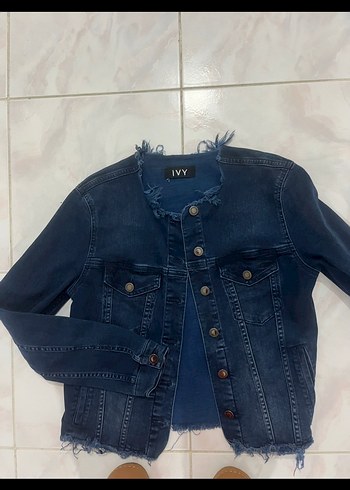 Ivy Kirzhner Düğmeli Lacivert Kadın Denim Ceket