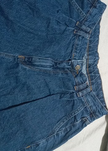 Düğmeli Loose Fit Mini Mavi Kot Şort - Görsel 2