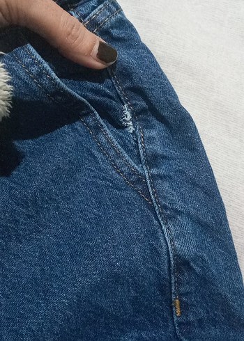 Düğmeli Loose Fit Mini Mavi Kot Şort - Görsel 4