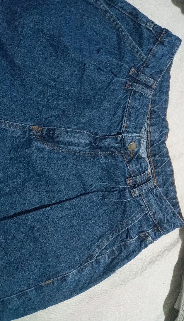 Düğmeli Loose Fit Mini Mavi Kot Şort - Görsel 2