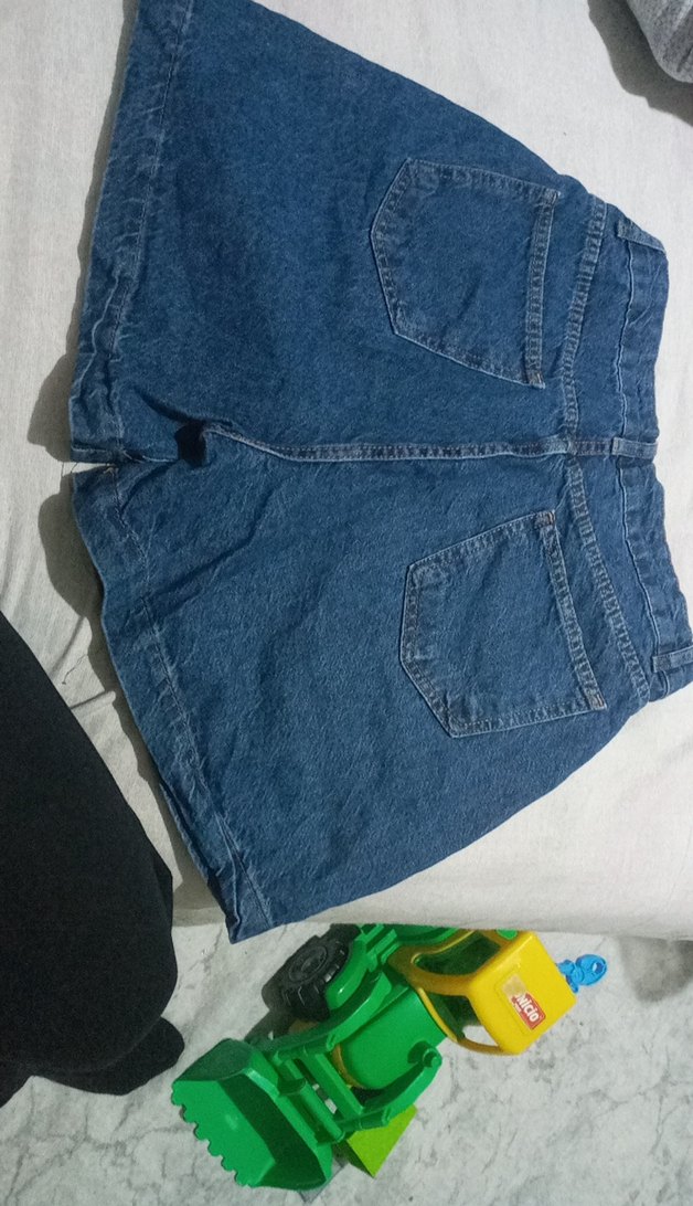 Düğmeli Loose Fit Mini Mavi Kot Şort - Görsel 3