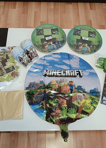 Minecraft Temalı Çok Renkli Parti Malzemeleri