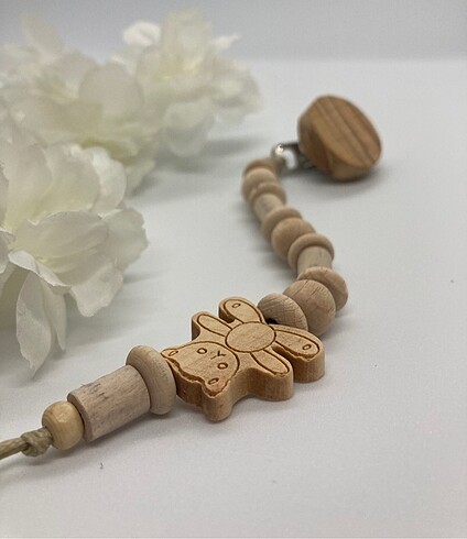Organik Handmade Ahşap emzik Askısı