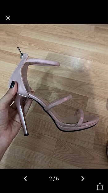 Diğer Pembe Bantlı Topuklu Ayakkabı