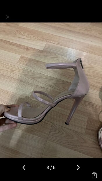 35 Beden Pembe Bantlı Topuklu Ayakkabı