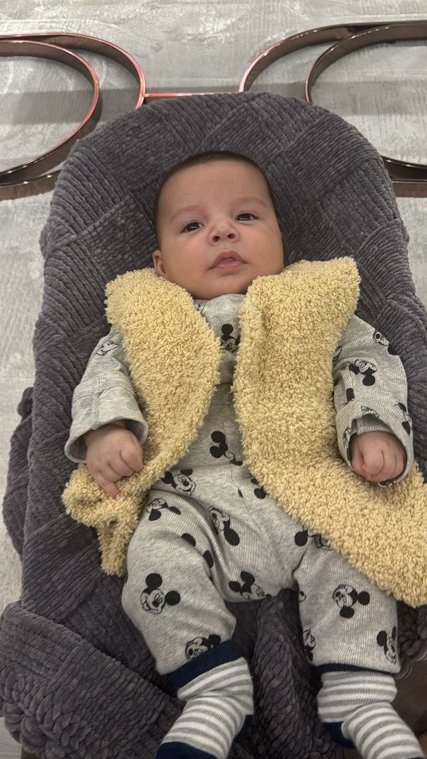 Gri Peluş Bebek Yeleği - Görsel 2