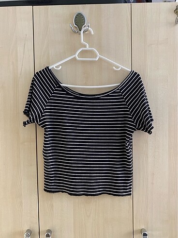 Çizgili crop tişört