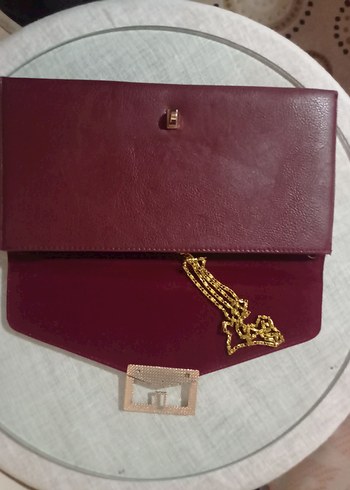 Bordo Deri Tokalı Kadın Portföy Çanta - Görsel 3