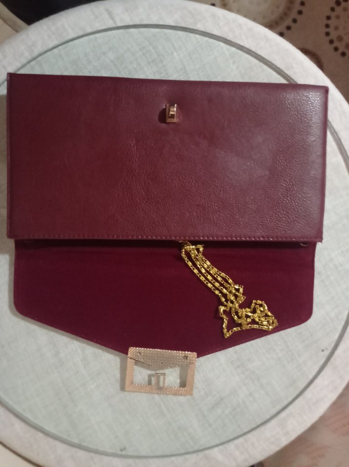 Bordo Deri Tokalı Kadın Portföy Çanta - Görsel 3