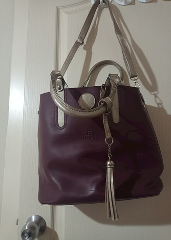 Bordo Dayanıklı Suni Deri Kadın Çanta Püsküllü - Görsel 2