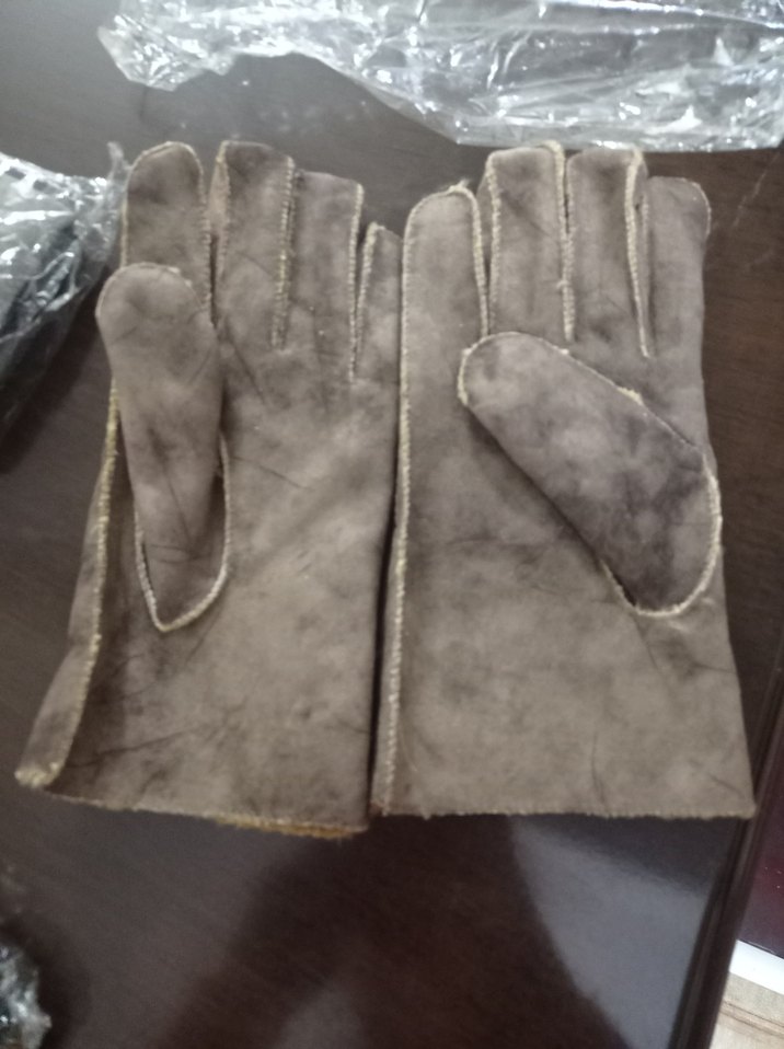 Gri Süet kumaş Eldivenler, Kürk Detaylı - Görsel 4