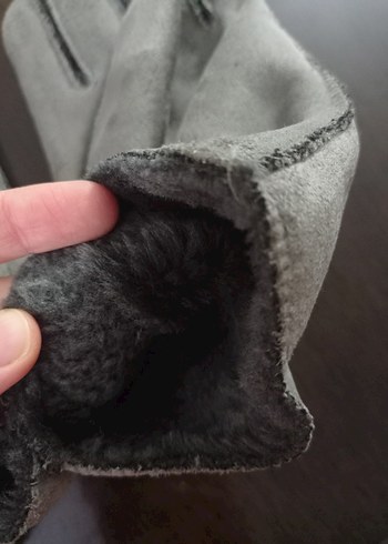 Gri Süet kumaş Eldiveni Velcro - Görsel 4