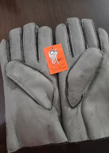 Gri Süet kumaş Eldiveni Velcro - Görsel 2