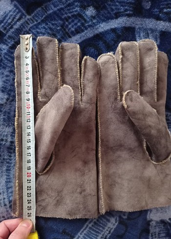 Gri Süet kumaş Eldiveni Velcro - Görsel 6