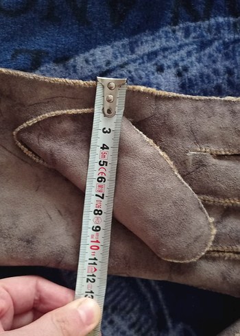 Gri Süet kumaş Eldiveni Velcro - Görsel 5