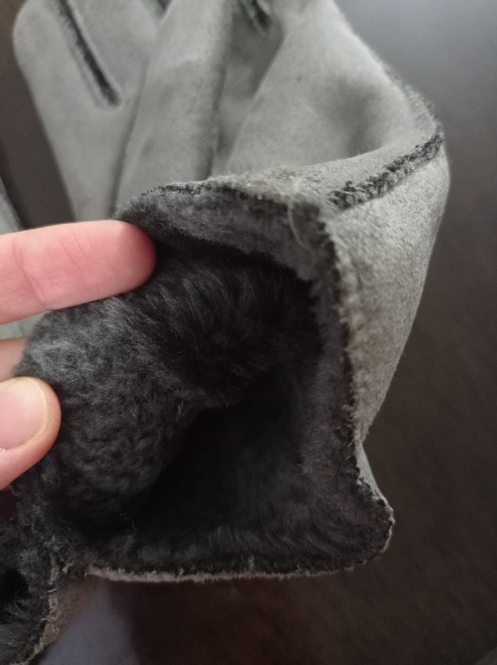 Gri Süet kumaş Eldiveni Velcro - Görsel 4