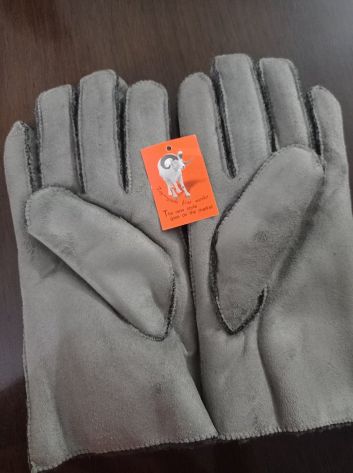 Gri Süet kumaş Eldiveni Velcro - Görsel 2