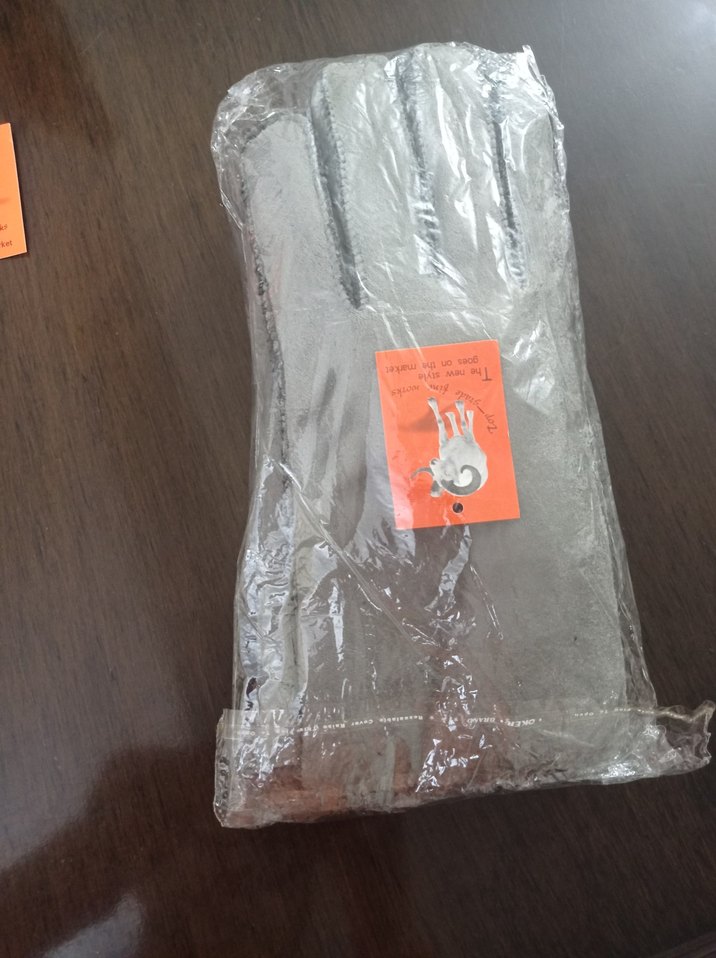 Gri Süet kumaş Eldiveni Velcro - Görsel 3