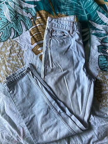 Buz mavisi mom jean kot pantolon