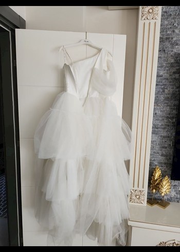 Beyaz Drapeli Straplez Kız Çocuk Elbisesi - Görsel 3