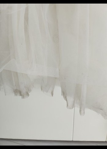 Beyaz Drapeli Straplez Kız Çocuk Elbisesi - Görsel 5