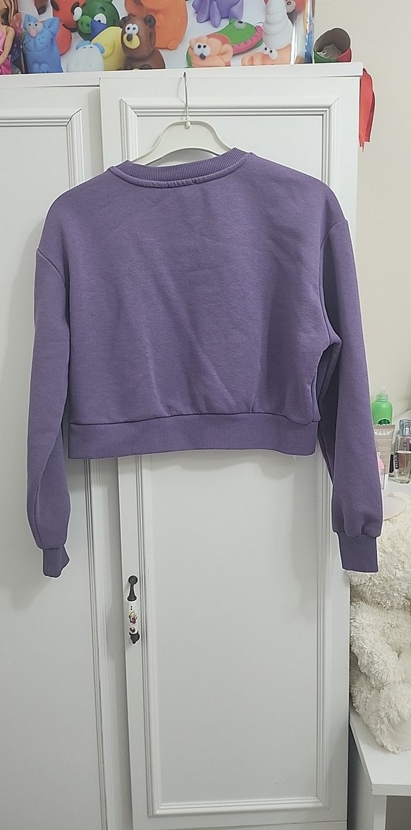 Mor Mini Kadın Sweatshirt, Uzun Kollu, Rahat Kesim - Görsel 2
