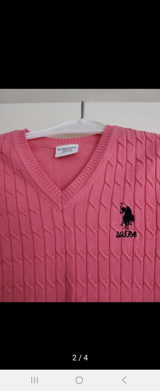 Pembe V Yaka Örgü çocuk kazak - Görsel 2