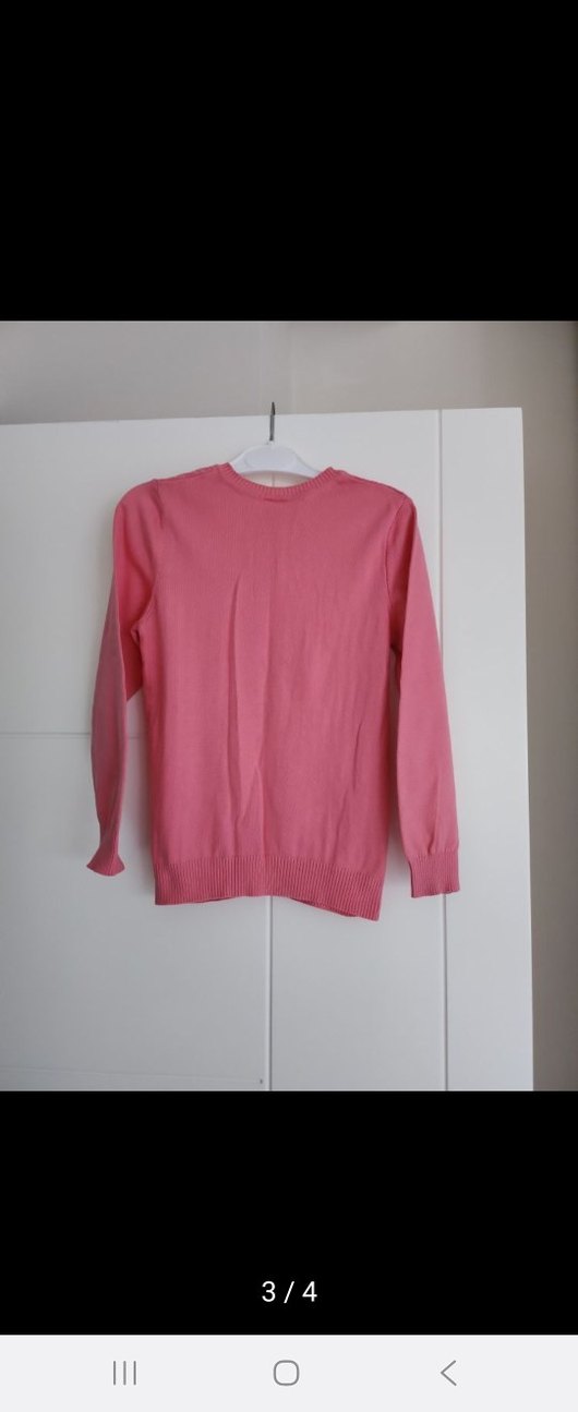 Pembe V Yaka Örgü çocuk kazak - Görsel 3