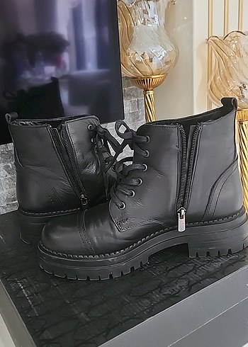Kadın Siyah Deri Gotik Platform Bot - Görsel 4