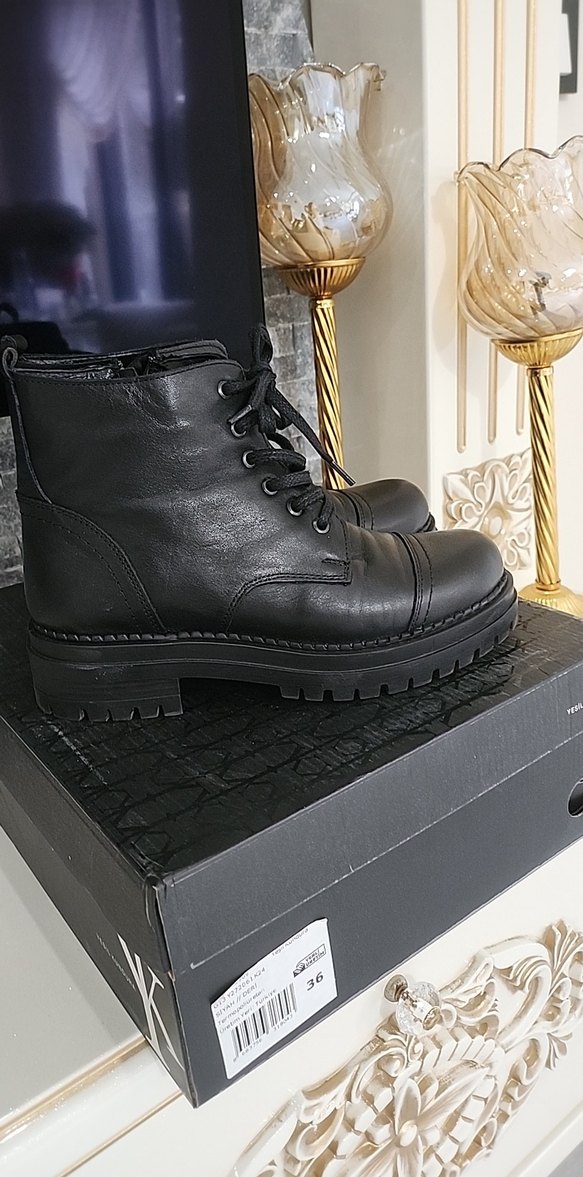 Kadın Siyah Deri Gotik Platform Bot - Görsel 2