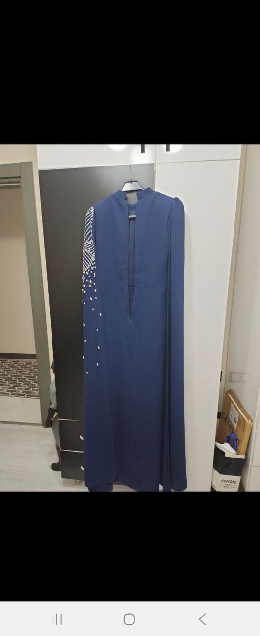 Payet İşlemeli lacivert elbise - Görsel 4