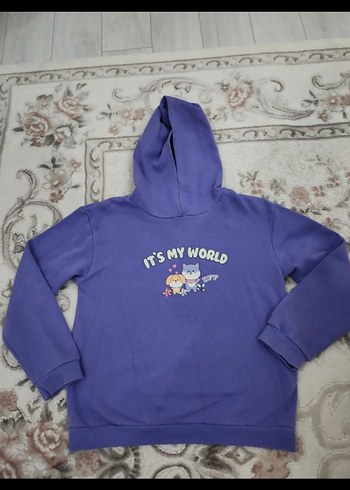 Kızlar için Mor Kapüşonlu Sweatshirt ve Eşofman - Görsel 2