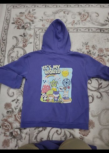 Kızlar için Mor Kapüşonlu Sweatshirt ve Eşofman - Görsel 3