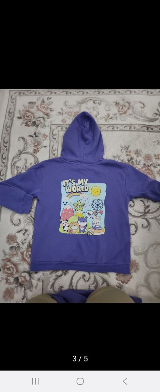 Kızlar için Mor Kapüşonlu Sweatshirt ve Eşofman - Görsel 3