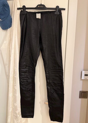 DSquared2 Dsquared Siyah Deri Dar Paca Pantolon