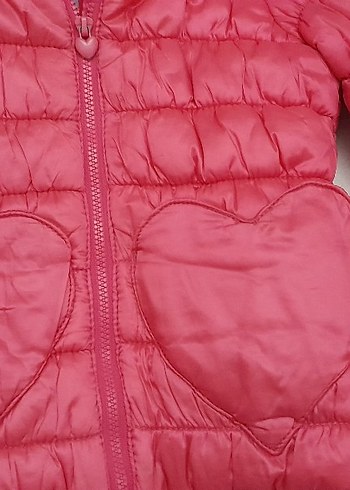 Kız Çocuk Pembe Kapüşonlu Fermuarlı Mont - Görsel 3