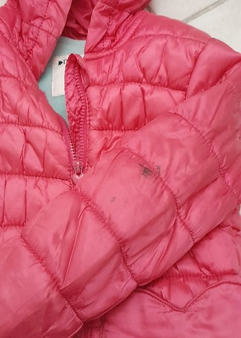 Kız Çocuk Pembe Kapüşonlu Fermuarlı Mont - Görsel 4