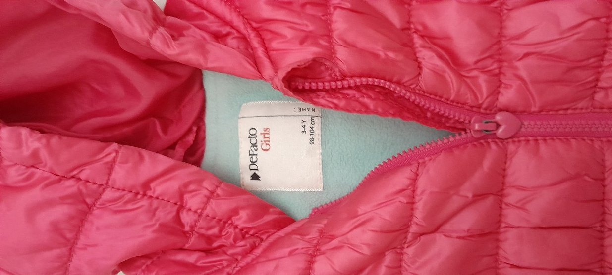 Kız Çocuk Pembe Kapüşonlu Fermuarlı Mont - Görsel 2