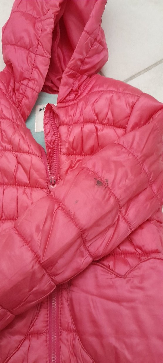 Kız Çocuk Pembe Kapüşonlu Fermuarlı Mont - Görsel 4