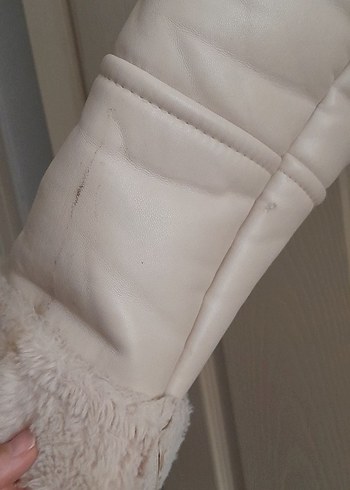 Bej Süet Kürklü Kadın Mont - Görsel 7